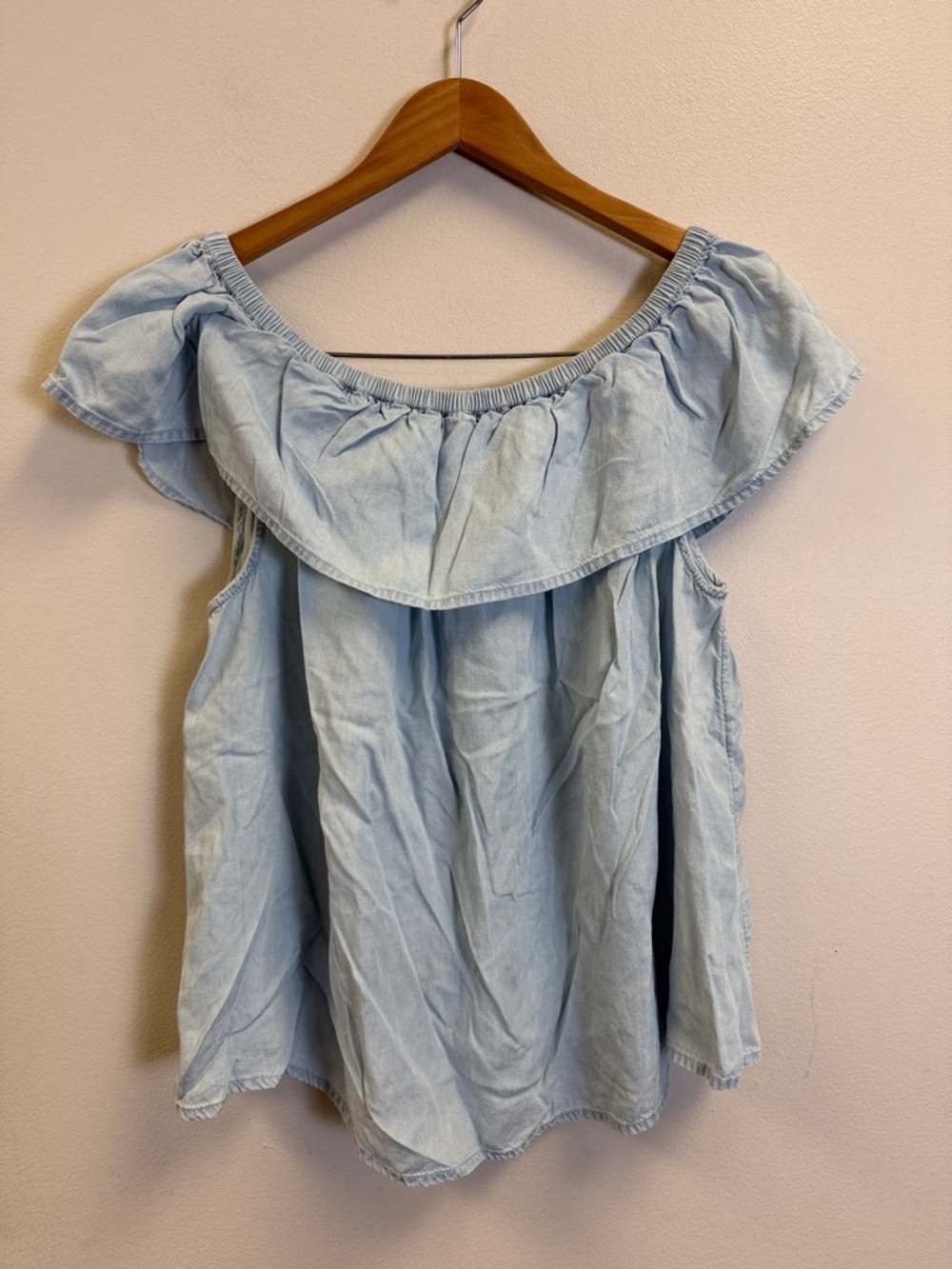 Old Navy Light Blue Off-Shoulder Ruffle Top